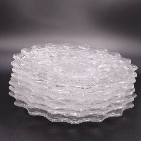 Vintage FOSTORIA Glass 7.75" Salad Plate American Clear Cube Pattern - Set Of 6 - Picture 2 of 5